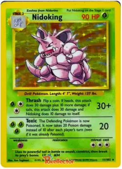 Nidoking - 11/102 - Holo - Unlimited LP TCG Pokemon - Image 1