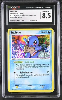 CGC 8.5 Squirtle EX Crystal Guardians 64/100 Reverse Holo STAMPED Pokemon Card - Image 1
