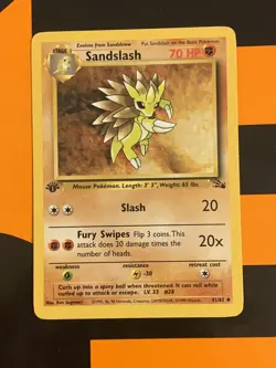 Sandslash 1st Edition Fossil Pokemon Card Uncommon 41/62 NM+ 1999 TCG WOTC - Image 1