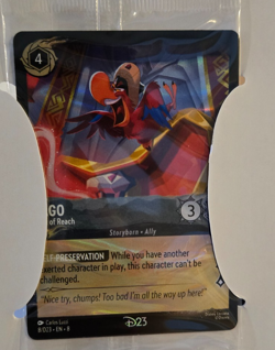 2025 D23 MEMBER EXCLUSIVE LORCANA IAGO OUT OF REACH SEALED FOIL PROMO CARD - Image 1