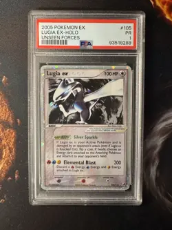 2005 POKEMON EX UNSEEN FORCES # 105/115 LUGIA EX HOLO ??PSA 1?? - Image 1