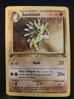Pokemon TCG Sandslash Fossil 41 Regular 1st Edition Uncommon - Image 1