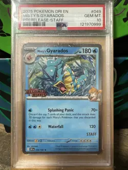 2025 Pokemon DRI EN Destined Rivals Prerelease Staff 049 Misty's Gyarados PSA 10 - Image 3