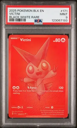 2025 POKEMON BLK EN-BLACK BOLT BLACK WHITE RARE #171 VICTINI PSA 9 - Image 1