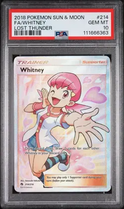 2018 POKEMON SUN & MOON LOST THUNDER #214 FULL ART/WHITNEY PSA 10 - Image 1