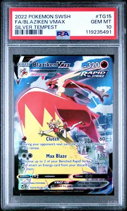 2022 POKEMON SWORD & SHIELD SILVER TEMPEST #TG15 FULL ART/BLAZIKEN VMAX PSA 10 - Image 1