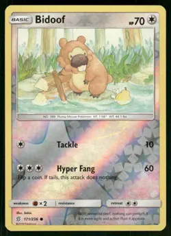 Bidoof 171/236 Common Reverse Holo NM Pokemon SM - Unified Minds - Image 1
