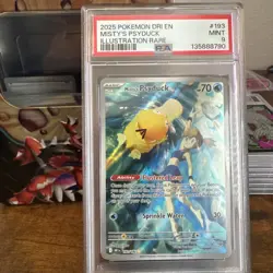 2025 Pokemon Destin Rivals Misty’s Psyduck 193/182 Illustration Rare PSA MINT 9 - Image 1