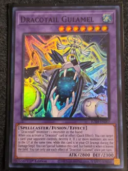 1x (NM) Dracotail Gulamel JUSH-EN007 Super Rare Yugioh 1st Ed. Justice Hunters - Image 1