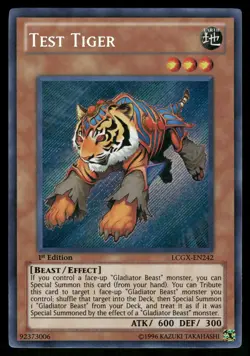 Yugioh! Test Tiger LCGX-EN242 Secret Rare 1st Ed VLP - Image 1