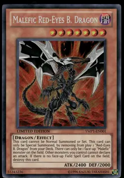 Yugioh! Malefic Red-Eyes B. Dragon YMP1-EN001 Secret Rare VLP - Image 1