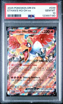 2025 POKEMON DRI EN-DESTINED RIVALS #039 ETHAN'S HO-OH EX PSA 10 - Image 1