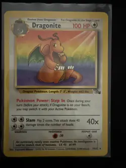 Pokemon TCG Dragonite Fossil Unlimited 19/62 Regular Rare NEAR MINT! - Image 1