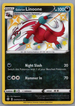 Galarian Linoone SV079/SV122 - Pokemon TCG Shining Fates Sword Shield Shiny NM - Image 1