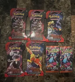 Pokemon Lot Of 5 TCG Destined Rivals Booster Packs And 2 Mega Packs. - Image 1