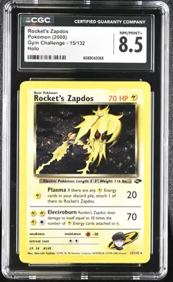 CGC 8.5 Rocket's Zapdos 2000 Gym Challenge 15/132 Holo Pokemon Card - Image 1