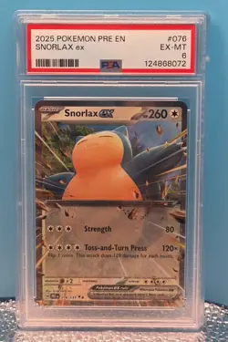 Snorlax ex - 2025 Pokemon Pre-EN #076 - PSA 6 EX-MT - POP 7 - Image 1
