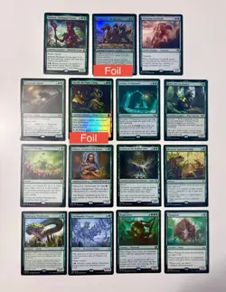 Magic The Gathering Unique 15 Green Rare Card Lot (3 Mythic) NM - Image 1