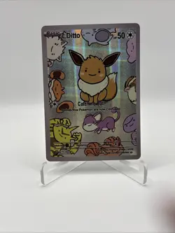 After Skool Hobby V2 #64 Ditto Eevee Holo Fan Art Card Genetic Mystery Pokemon - Image 1