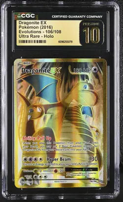 CGC 10 PRISTINE Dragonite EX Evolutions 106/108 Ultra Rare Holo Pokemon Card - Image 1