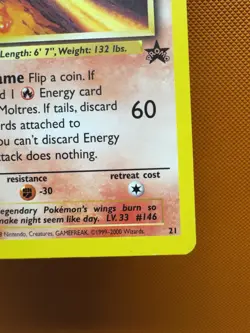 Moltres 21 Black Star Promo Pokemon Card - WOTC Vintage - LP 1061 - Image 5