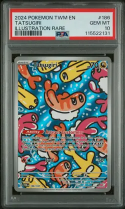 2024 POKEMON TWM EN-TWILIGHT MASQUERADE ILLUSTRATION RARE #186 TATSUGIRI PSA 10 - Image 1