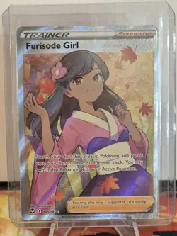 Pokemon TCG Furisode Girl Silver Tempest Trainer Full Art Holo Rare 190/195 NM - Image 1