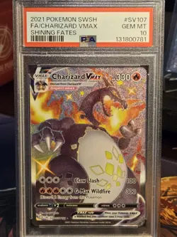 2021 POKEMON SWORD & SHIELD SHINING FATES #SV107 FULL ART/CHARIZARD VMAX PSA 10 - Image 1