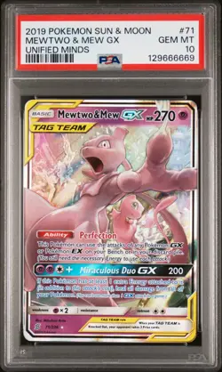 Pokemon Mewtwo & Mew GX 71/236 Unified Mind #71 Tag Team GEM MINT PSA 10 - Image 1