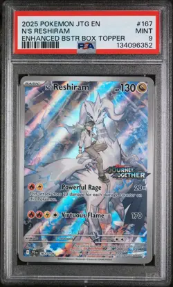 Pokemon TCG N's Reshiram Illustration Rare Card 167/159 Journey Together PSA 9 - Image 1