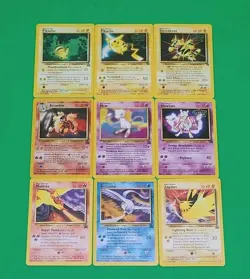 Pokemon WOTC Cards Lot 9 Rare HTF Black Star Promos Vintage Mew, Mewtwo, Birds - Image 1