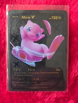 Pokemon Mew V BLACK Foil Fan Art Collector Card - 180 HP - Image 1