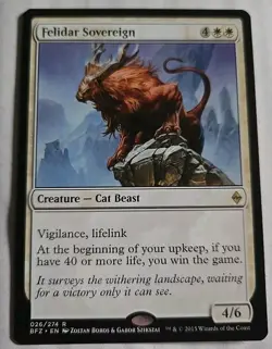 2015 Wizard Coast Magic The Gathering Battle Zendikar Felidar Sovereign 26 Card - Image 1