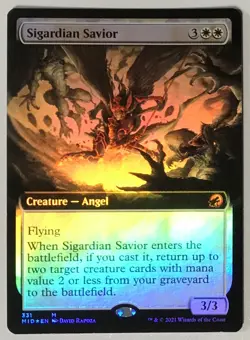 *foil SIGARDIAN SAVIOR Innistrad Midnight Hunt MTG Magic NM extended art - Image 1