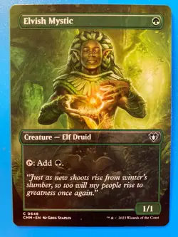 MTG 1x BORDERLESS Elvish Mystic #648 Commander Masters Magic the Gathering x1 NM - Image 1