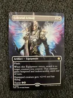 Magic The Gathering MTG - Celestial Armor (Borderless) - Foundations - Image 1