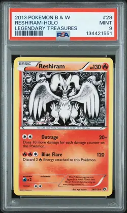 2013 POKEMON B&W LEGEND TREASURES #28 RESHIRAM-HOLO PSA 9 - Image 1