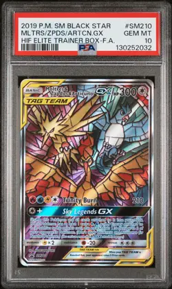 2019 POKEMON SM BLACK STAR PROMO FULL ART/MOLTRES & ZAPDOS & ARTICUNO GX PSA 10 - Image 1