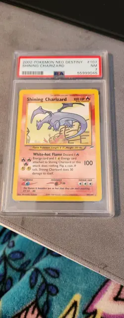 2002 Pokemon Neo Destiny #107 Shining Charizard PSA NM 7 - Image 1