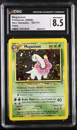 CGC 8.5 Meganium 2000 Neo Genesis 10/111 Holo SWIRL Pokemon Card - Image 1