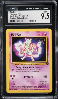 CGC 9.5 Mewtwo Movie Promo Mewtwo Strikes Back 1999 Pokemon Card #3 - Image 1