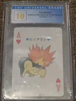 Pokemon Cyndaquil No. 155 Poker Card Gold Deck Ace Of Hearts CGC Pristine 10 - Image 1