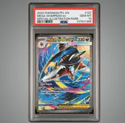 2025 POKEMON PHANTASMAL FL SPECIAL ILLUSTRATION RARE MEGA SHARPEDO EX 127 PSA 10 - Image 1