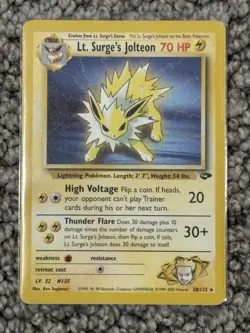 Rare Pokemon TCG Lt. Surge's Jolteon Gym Challenge 28 1st Edition mint condition - Image 1