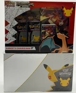 Lot of (2) Pokemon TCG Celebration's UPC & Lance's Charizard V Box SEALED - Image 1