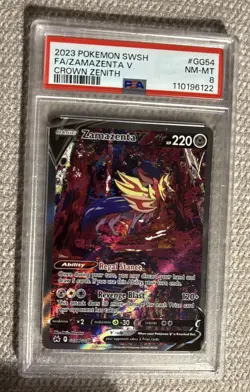 2023 Pokemon SWSH Crown Zenith Zamazenta V Alt Art #GG54 PSA 8 - Image 1