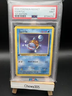 2000 Pokemon TCG Squirtle #68 Team Rocket 1st Edition PSA 9 Mint - Image 1