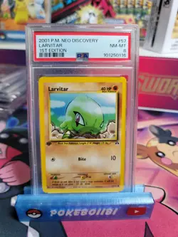 LOT OF 2 PSA 8 2001 Pokemon - Neo Discovery 1st Edition Larvitar #57 and REG#57 - Image 1