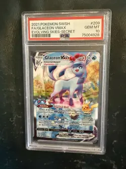 2021 POKEMON SWORD & SHIELD EVOLVING SKIES SECRET FULL ART/GLACEON VMAX PSA 10 - Image 1