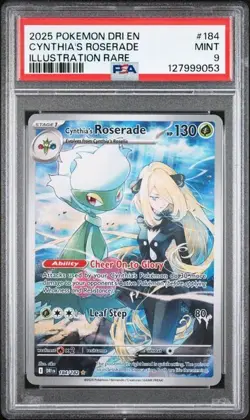 2025 POKEMON DRI EN-DESTINED RIVALS ILLUSTRATION RARE CYNTHIA'S ROSERADE PSA 9 - Image 1